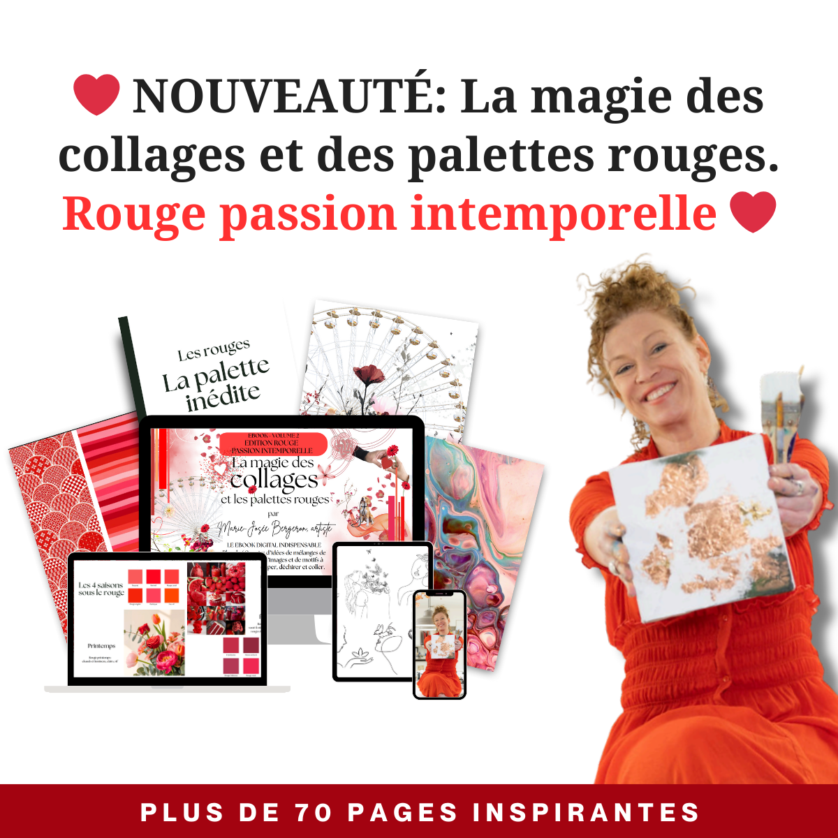 NOUVEAUTÉ: Ebook digital- La magie des collages volume 2: Édition rouge, passion intemporelle et les palettes de rouge